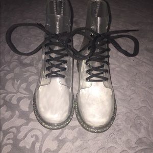Clear boots with glittery sole